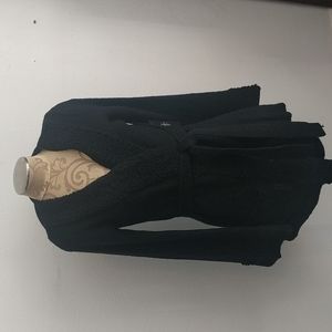 Black Wraparound Lambswool and Acrylic Sweater